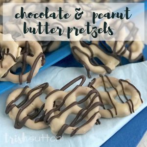 There are only four ingredients needed to create this sweet, salty and crunchy snack. Chocolate Peanut Butter Pretzels; TrishSutton.com.
