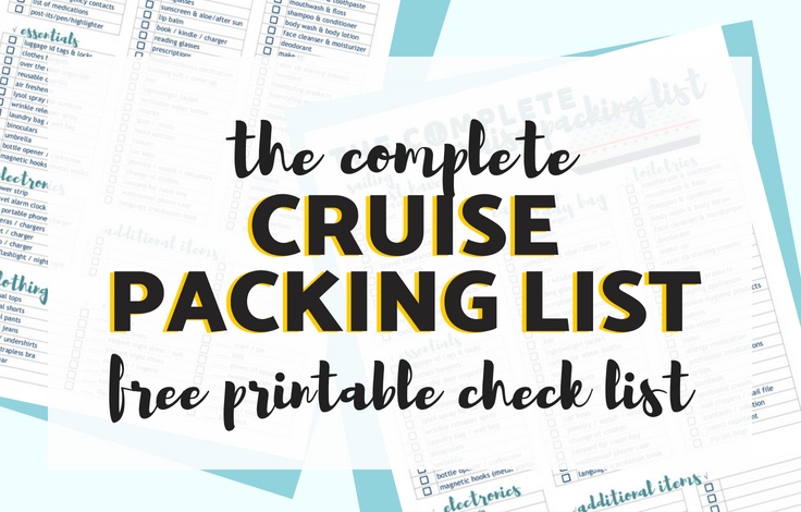 Cruise Packing List | Free Printable Complete Cruise Packing Check List that includes a detailed list of essentials, electronics, clothing and more. TrishSutton.com