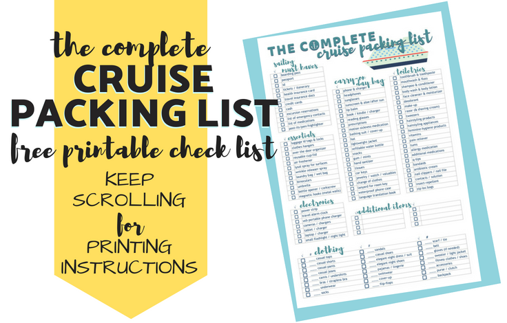 cruise packing list free printable complete cruise packing check list