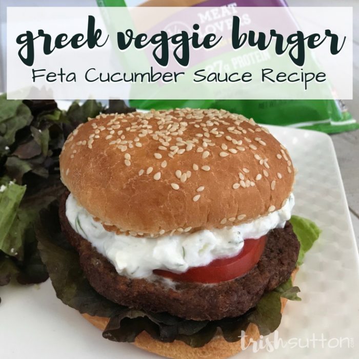 Make room on your grill for a healthier meal solution. Greek Veggie Burgers with Feta Cucumber Sauce. #AD #MorningStarFarms #MakeRoomOnYourGrill