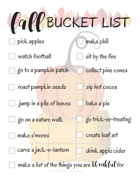 Ultimate Fall Bucket List Printable | Best Ideas for Autumn Family Fun