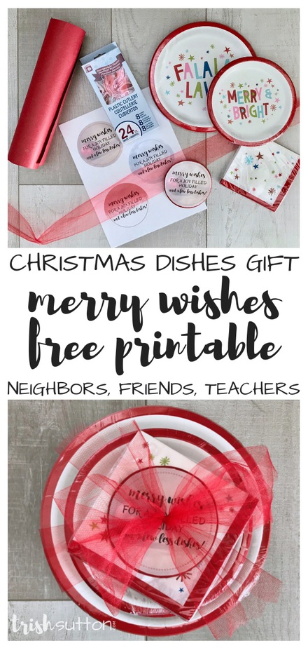 Christmas Dishes Gift Merry Wishes Printable | TrishSutton.com