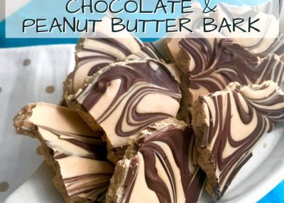 Make a crowd pleasing treat in just minutes with this incredibly easy Chocolate Peanut Butter Bark Recipe. TrishSutton.com