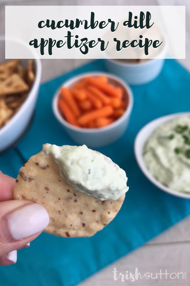 Create a creamy appetizer that can be served as a dip or a spread in just 15 minutes! Easy Creamy Cucumber Dill Appetizer Dip Recipe. TrishSutton.com