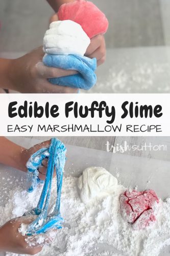 Edible Easy Fluffy Slime | Red, White, Blue with Glitter