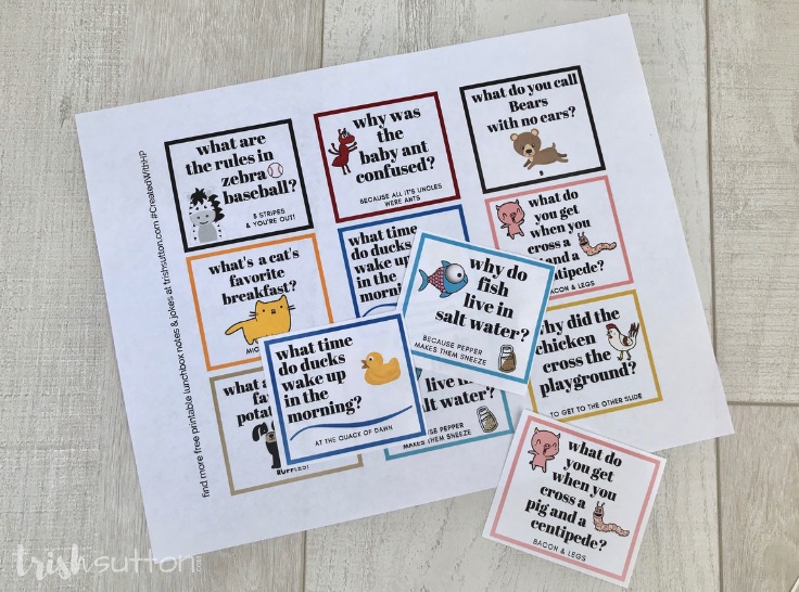 Lunchbox Jokes Free Printable for Kids | Silly Animal Jokes TrishSutton.com #CreatedWithHP #ad