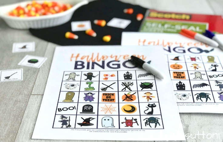 Printable Halloween Bingo Cards with Candy Corn and Dry Erase Markers