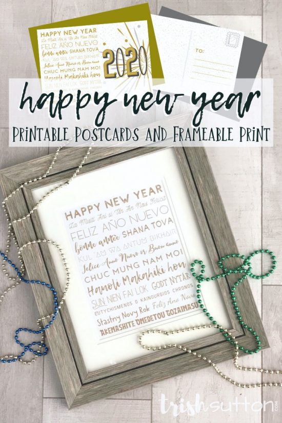 Happy New Year 15 Languages | Printable Postcards and Frameable Print