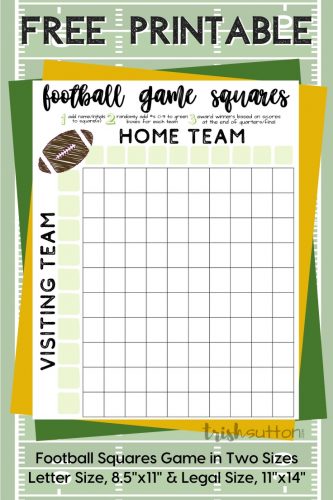 Football Squares Game Party Printable | TrishSutton.com