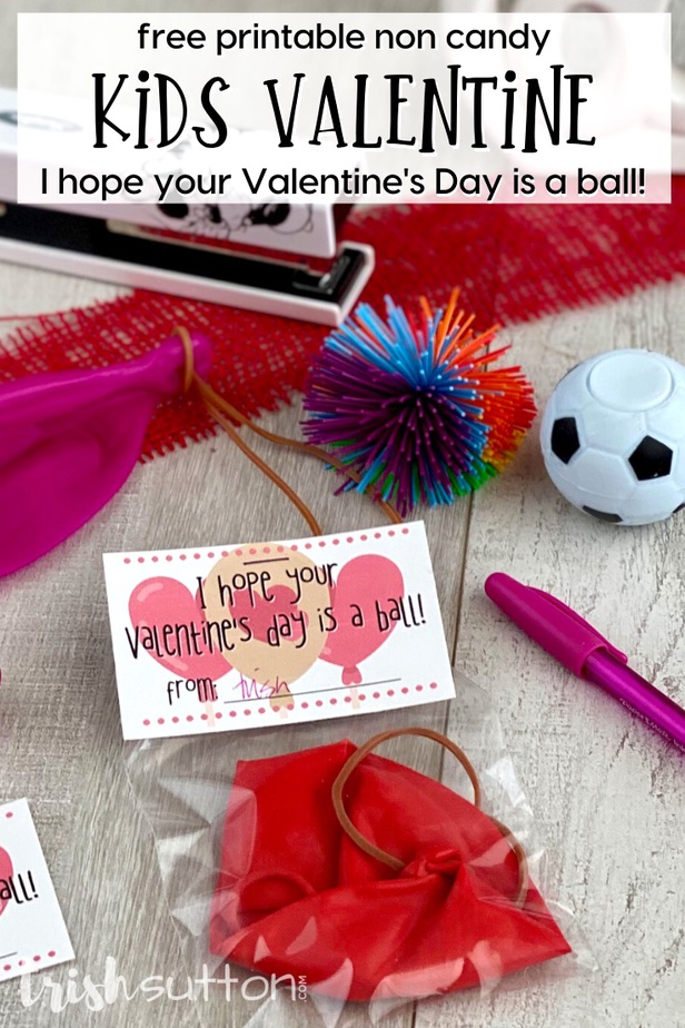 kids valentine ball idea on wood background