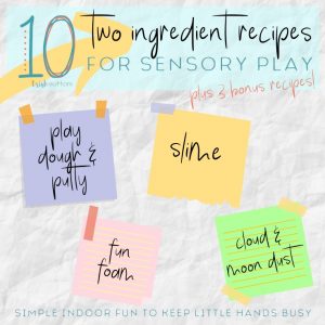 post-it notes with recipes for play dough, slime, putty & fun foam
