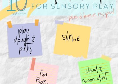 post-it notes with recipes for play dough, slime, putty & fun foam