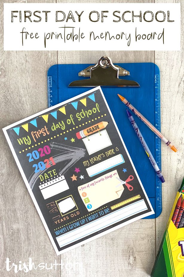 back to school printable laying on a blue clipboard.