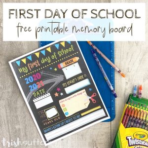 Memory Board Printable with crayons on a wood background.