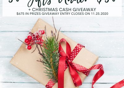 30 Gift Ideas Under $30; along with the 2020 Annual Christmas Cash Giveaway including $575 in prizes. Entry Deadline 11/25/2020.