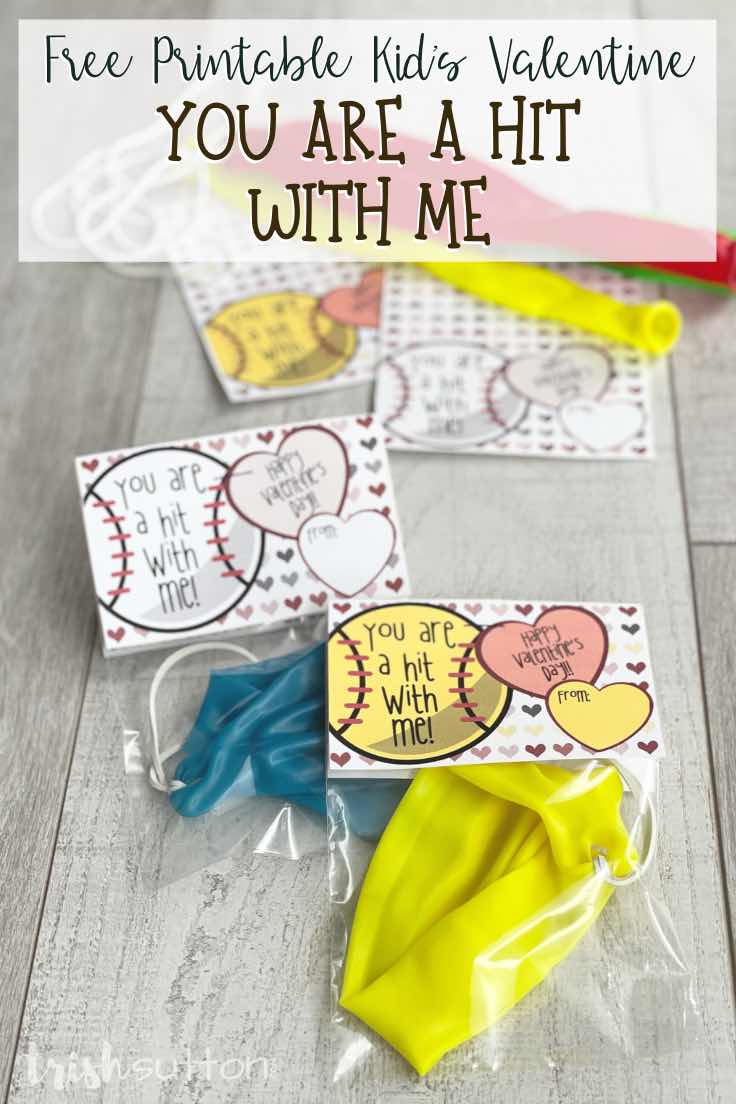 Share a sports themed Kids Valentine with these "You Are a Hit With Me" free printable notes paired with a baseball or softball treat. 