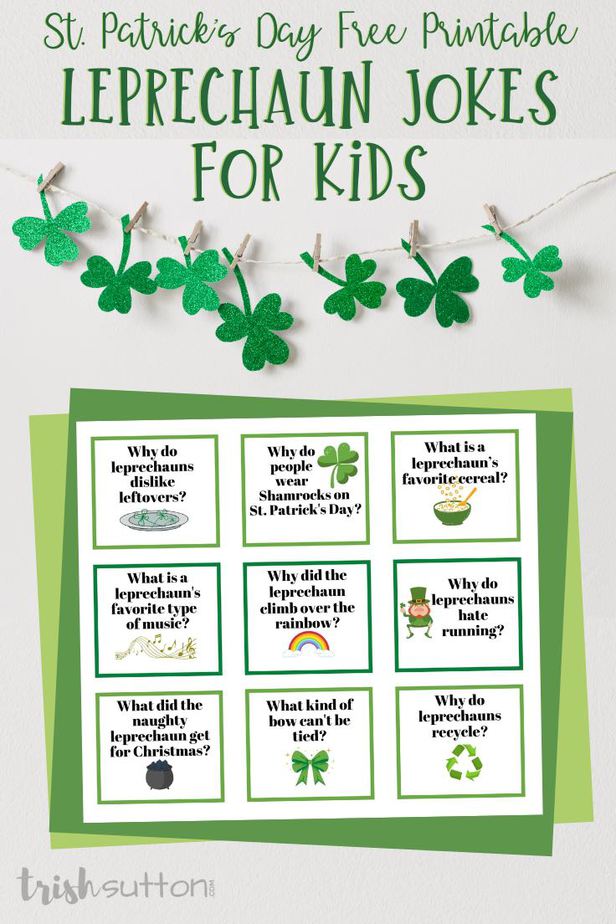 Share these silly Leprechaun Jokes for Kids to celebrate St. Patrick's Day! Grab this free printable and share these goofy green themed jokes this spring.