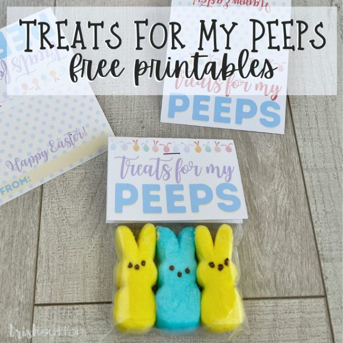 Share a sweet Easter gift with family, friends, neighbors and classmates with these adorable Treats for my Peeps free printables!
