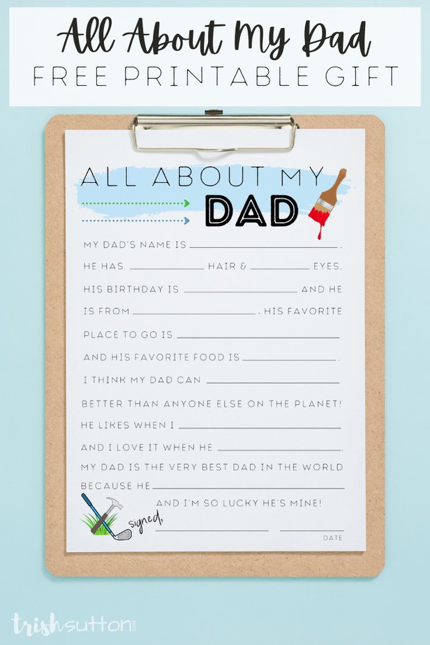 All About My Dad Printable Free Printable Interview