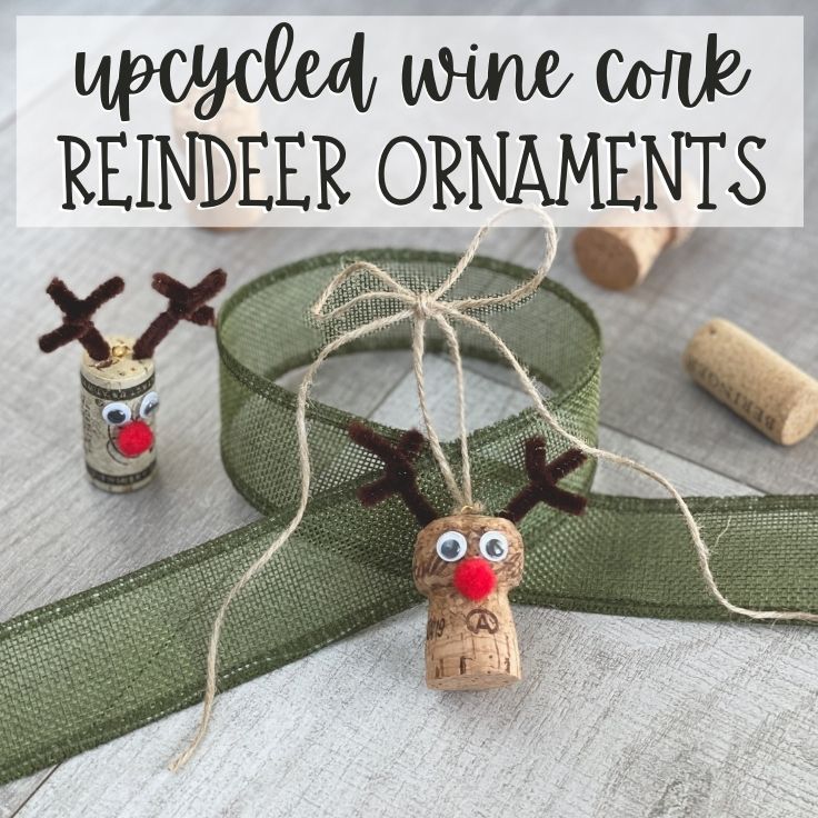 Upcycled Wine Cork Reindeer Ornaments